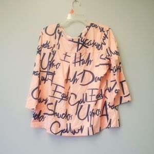 COCOEPPS PINK SCRIPT BLOUSE NWT